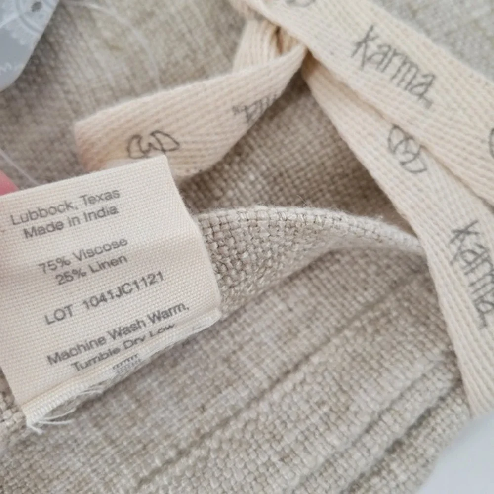 Karma Solid Dinner Napkins Linen Blend Set of 2 Beige Tan 18x18 inches